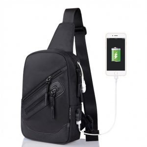 Anti-diefstal Schoudertas met USB aansluiting ZWART